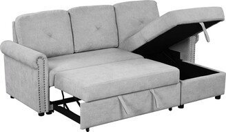 RASOO Velvet Modern Sleeper Sofa Bed with Storage Chaise