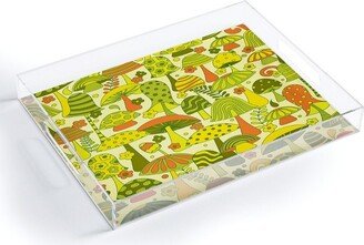 Jenean Morrison Many Mushrooms Green Medium Acrylic Tray