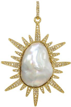 Margo Morrison White Baroque Pearl and Diamond Sun Charm