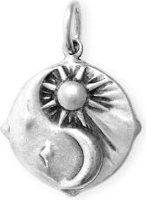 Sun & Moon Charm in Oxidized Sterling Silver