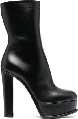 130mm Platform Leather Boots-AB