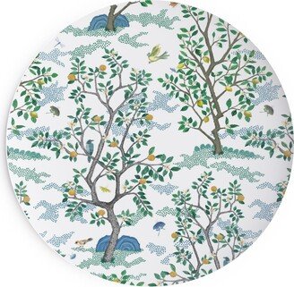 Salad Plates: Citrus Trees - Blue And Green On White Salad Plate, Green