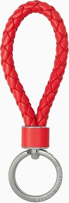 Red keyring in woven leather-AA