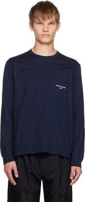 Navy Printed Long Sleeve T-Shirt-AA