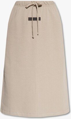 Logo Patch Drawstring Midi Skirt