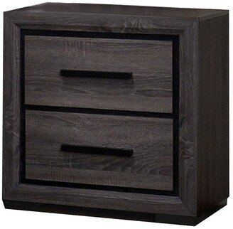 2 Drawers Paper Veneer Night Stand in Gray