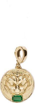 Lion Small Emerald Yellow Gold Coin Charm