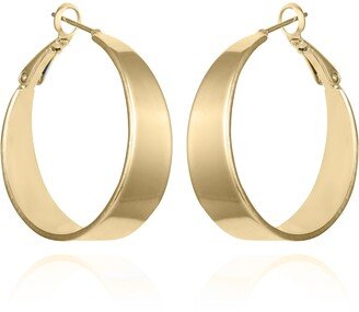 Gold-Tone Band Thick Hoop Earrings