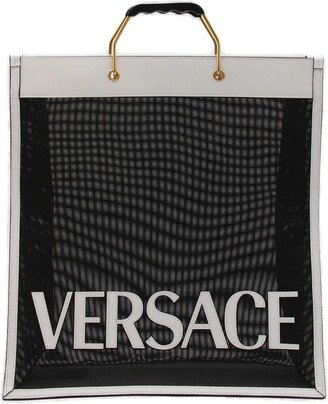 Logo Patch Mesh Top Handle Bag