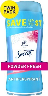 Secret Invisible Solid Antiperspirant and Deodorant - Powder Fresh Twin Pack - 2.6oz/2ct