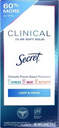 Secret Clinical Strength Antiperspirant and Deodorant for Women Soft Solid - Light & Fresh - 2.6oz