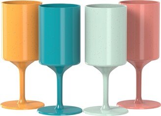 Eco Party Cup Multi Colored Outdoor Wine Glass Set, 4 Piece - Coral, Aqua, Teal, Orange