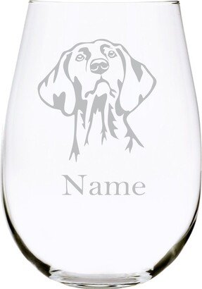 Vizsla Dog With Name 17 Oz. Stemless Wine Glass