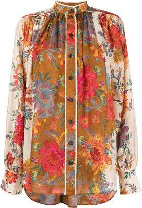 Ginger floral-print silk blouse