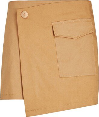 Cotton Wrap Mini Skirt Mini Skirt Camel