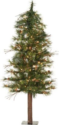 4 ft Mixed Country Alpine Artificial Christmas Tree With 100 Clear Lights