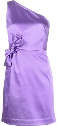 One-Shoulder Bow-Detail Satin Minidress