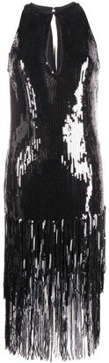 Sequin-Embellished Fringed Dress