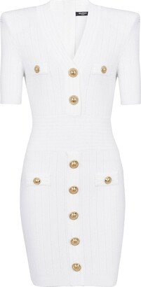 Knitted Button-Embellished Minidress