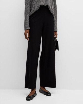 Petite Cropped Wide-Leg Crepe Pants