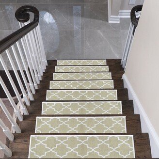 Lattice Design 9 X 28 Stair Treads - 70 % Cotton Carpet for Indoor Stairs-Easy to Install with Double Adhesive Tape