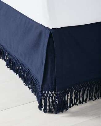 Linen-Blend Macrame Bed Skirt