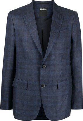 Plaid-Print Single-Breasted Blazer