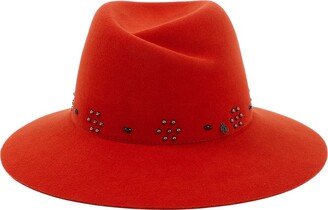 Stud Embellished Wide Brim Fedora Hat