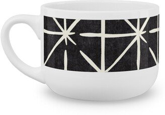 Mugs: Geometric Triangles - Distressed Geometric Latte Mug, White, 25Oz, Black