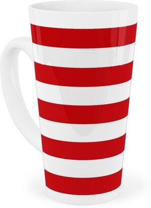 Mugs: Simple Horizontal Stripe Tall Latte Mug, 17Oz, Red