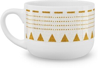 Mugs: North Boho Stripe - Yellow Latte Mug, White, 25Oz, Yellow