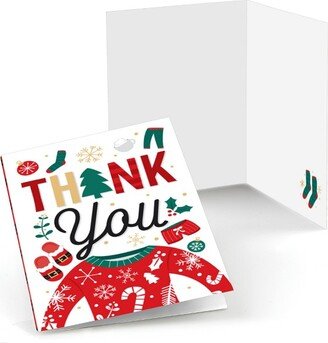 Big Dot of Happiness Christmas Pajamas - Holiday Plaid PJ Party Thank You Cards (8 count)
