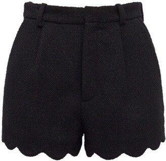 High waist wool tweed shorts