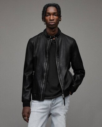 Morris Leather Bomber Jacket - Black