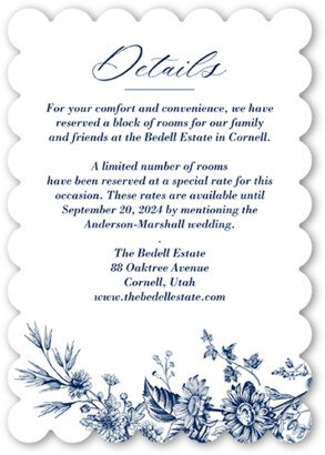 Enclosure Cards: Nautical Blues Wedding Enclosure Card, White, Pearl Shimmer Cardstock, Scallop