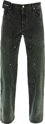 lived-in effect wide leg jeans-AA