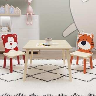 CoolArea Kids Table and 2 Chairs Set, 3 Pieces Toddler Table and Chair Set, Wooden Activity Play Table Set