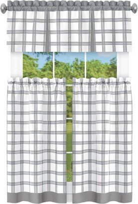 Collections Etc Farmhouse Tate Plaid Valance and Tier Curtain Set