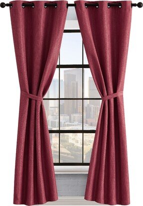 Solana Thermal Woven Room Darkening Grommet Window Curtain Panel Pair with Tiebacks, 38