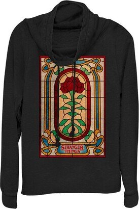 Juniors Womens Stranger Things The Rose of Life Cowl Neck Sweatshirt - Black - X Small