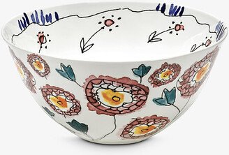 Anemone Milk Floral-motif Bone-china Serving Bowl 25cm