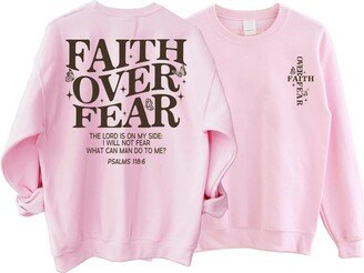 Grapper Faith Over Fear Christian Sweatshirt Jesus Sweater Trendy Sweater Bible Verse Sweater Aesthetic 3XL Light Pink