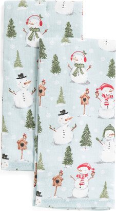 Set Of 2 Wonderland Snowmen Kitchen Towels