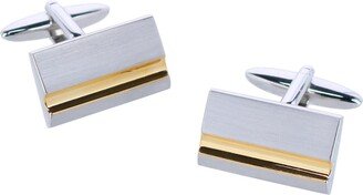 Stately Shiny Gold and Brushed Rhodium Cufflinks