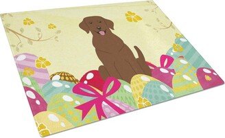 BB6056LCB Easter Eggs Chocolate Labrador Glass Cutting Board