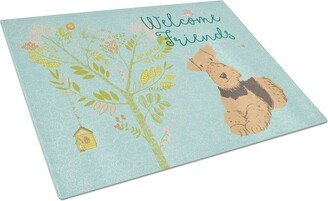 BB7625LCB Welcome Friends Airedale Terrier Glass Cutting Board