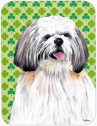 SC9303LCB 12 x 15 in. Shih TZU St. Patricks Day Shamrock Portrait Glass Cutting Board, Large