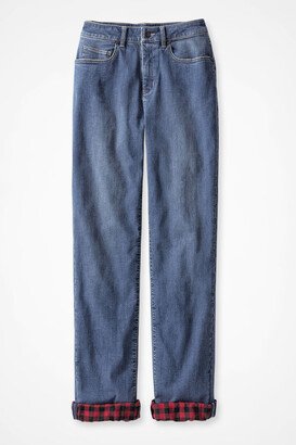 Women's Plaid Cozy Up Mid Rise Boyfriend Jeans - Harbor Wash - 6P - Petite Size