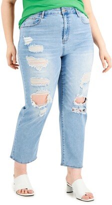 Trendy Plus Size Lorena Distressed Straight-Leg Jeans