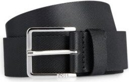 Structured Italian-leather belt with logo end tip